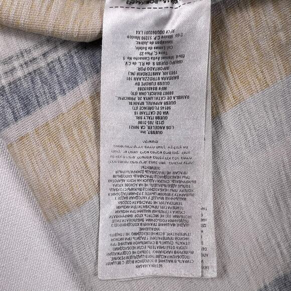 Vintage Guess Y2K Stripe Tee M | Yellow Embroidered Logo Spell-Out Cotton Crew - Picture 10 of 12